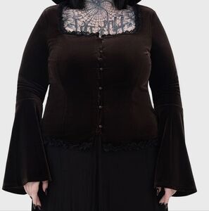 Killstar Helira Velvet Bell Sleeve Top (3X)